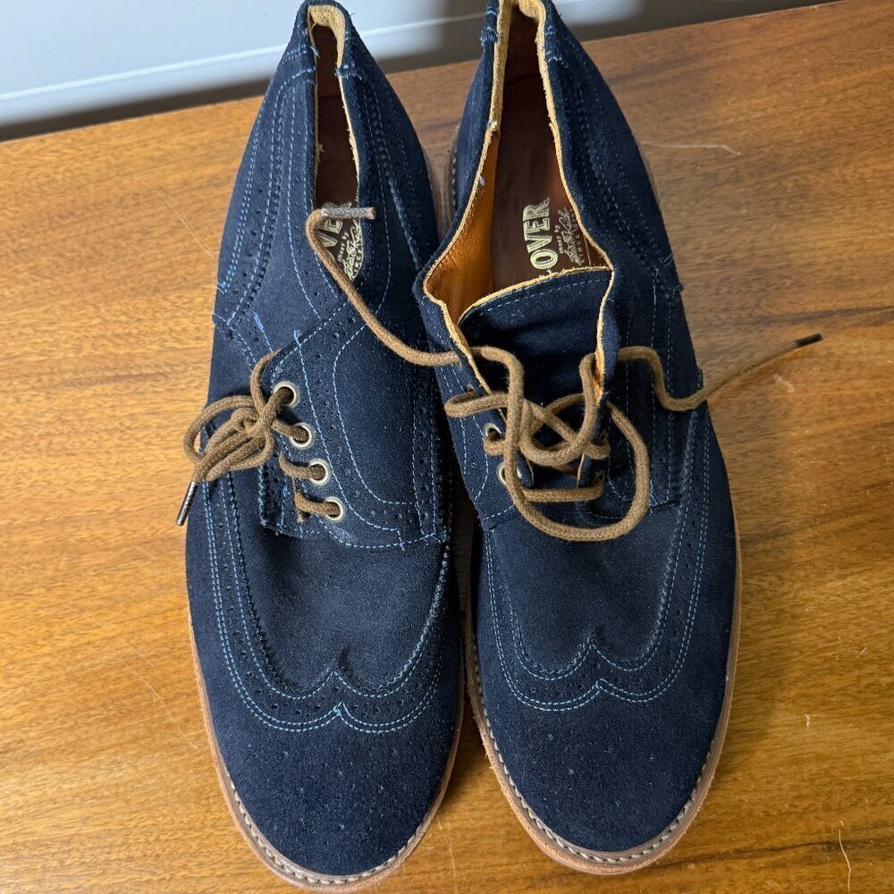 Walk Over Navy Franklin Suede Wingtip Shoes WM5011 Size 12M Vibram Gumlite